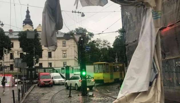 Буревій зупинив у Львові усі трамваї і тролейбусі