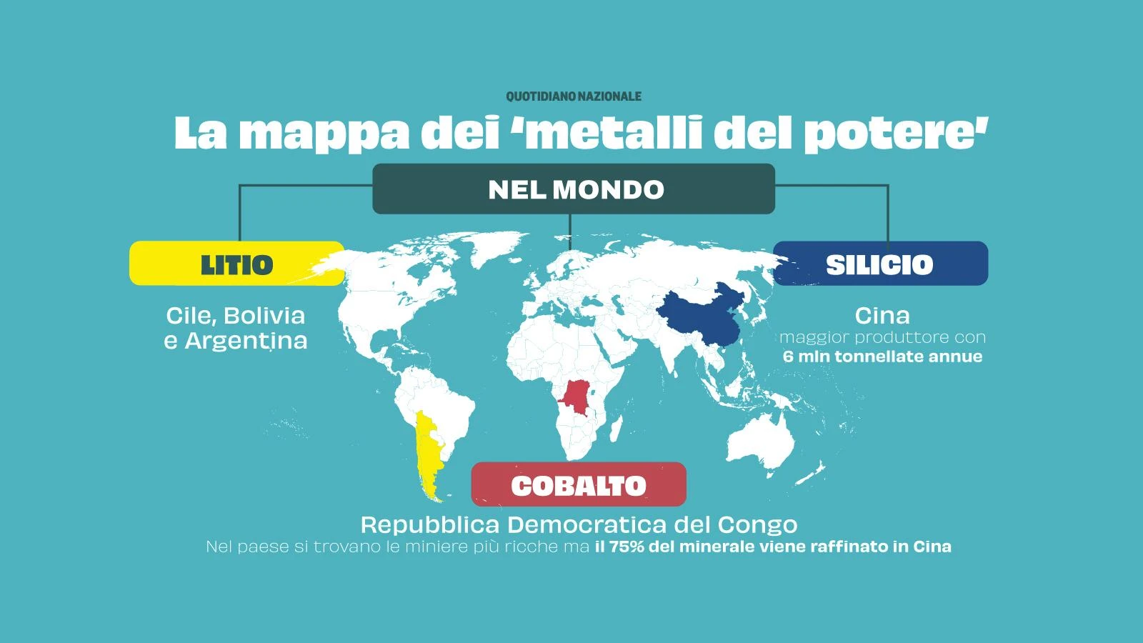 In quali Paesi si trovano i ‘metalli del potere’: la mappa delle nuove El Dorado (e quali minerali strategici abbiamo in Italia)