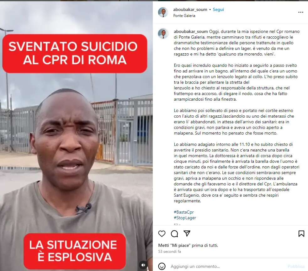 “Ho sventato un suicidio al Cpr di Roma”: il video shock di Soumahoro