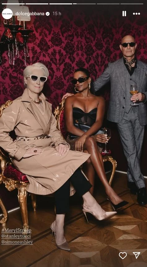 Il Diavolo veste Dolce & Gabbana: Meryl Streep e Stanley Tucci alla sfilata per le riprese del film