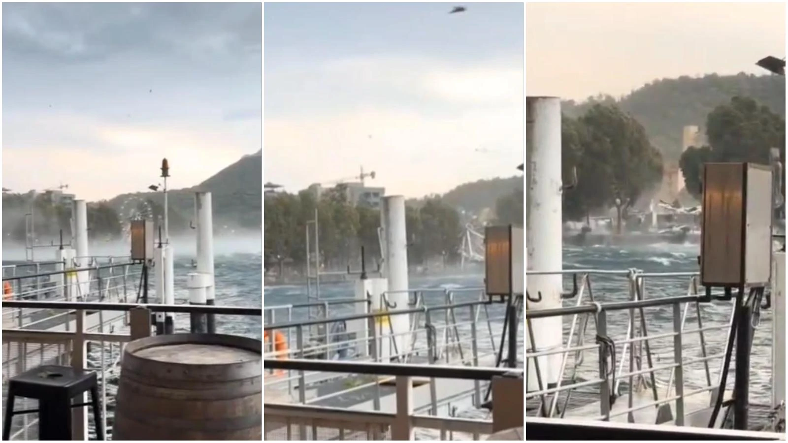 Il vento, le onde, il cedimento e il crollo: il video che immortala la caduta della ruota panoramica di Lecco