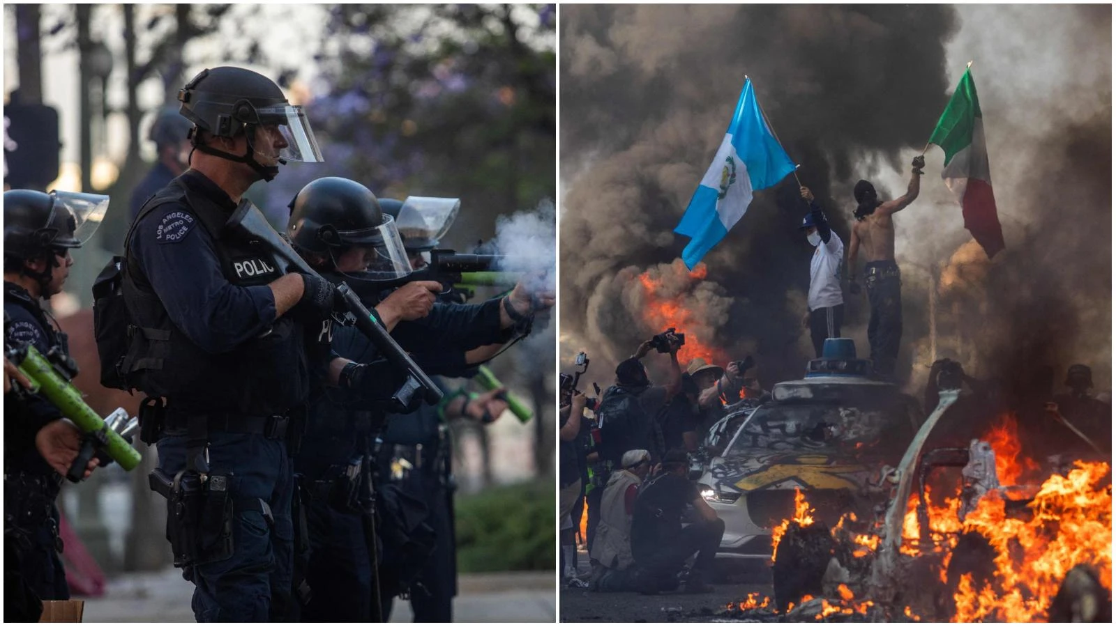 Guerriglia urbana a Los Angeles, la polizia spara sui manifestanti. Trump: “Fate entrare le truppe”. Governatore: “Vuole il caos, non cadete nella trappola”