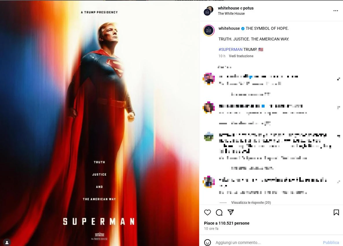 Trump come Superman, il presidente Usa ci riprova: dopo i panni del Papa indossa quelli del supereroe