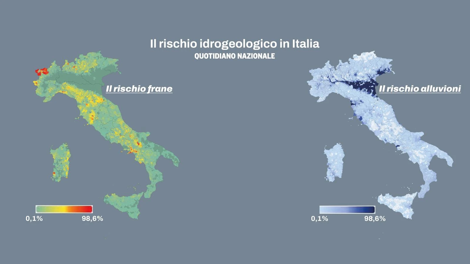 La mappa interattiva del rischio idrogeologico in Italia: cerca il tuo Comune