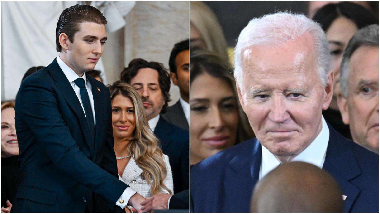 La stretta di mano di Barron Trump che cancella il sorriso a Biden. Ecco cosa gli ha detto