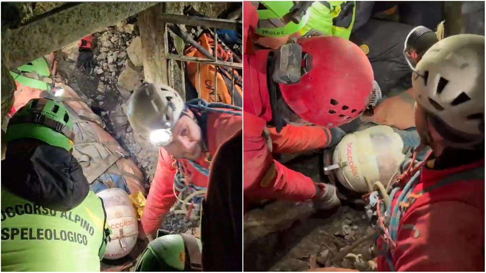 Ottavia Piana fuori dalla grotta di Bueno Fonteno alle 3 del mattino: “È salva, ci dava lei la carica”. Ora si trova in ospedale a Bergamo