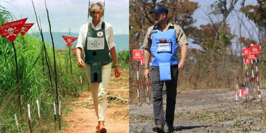 Harry in Angola contro le mine come Lady D. E come la madre indossa il ‘famoso’ giubbotto antiproiettile
