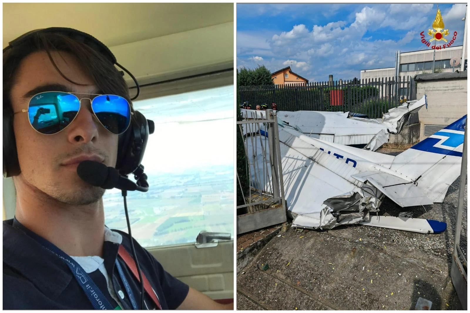 Valbrembo, ultraleggero precipita tra le case: morto l’istruttore Daniel Taino, ferito l’allievo 19enne
