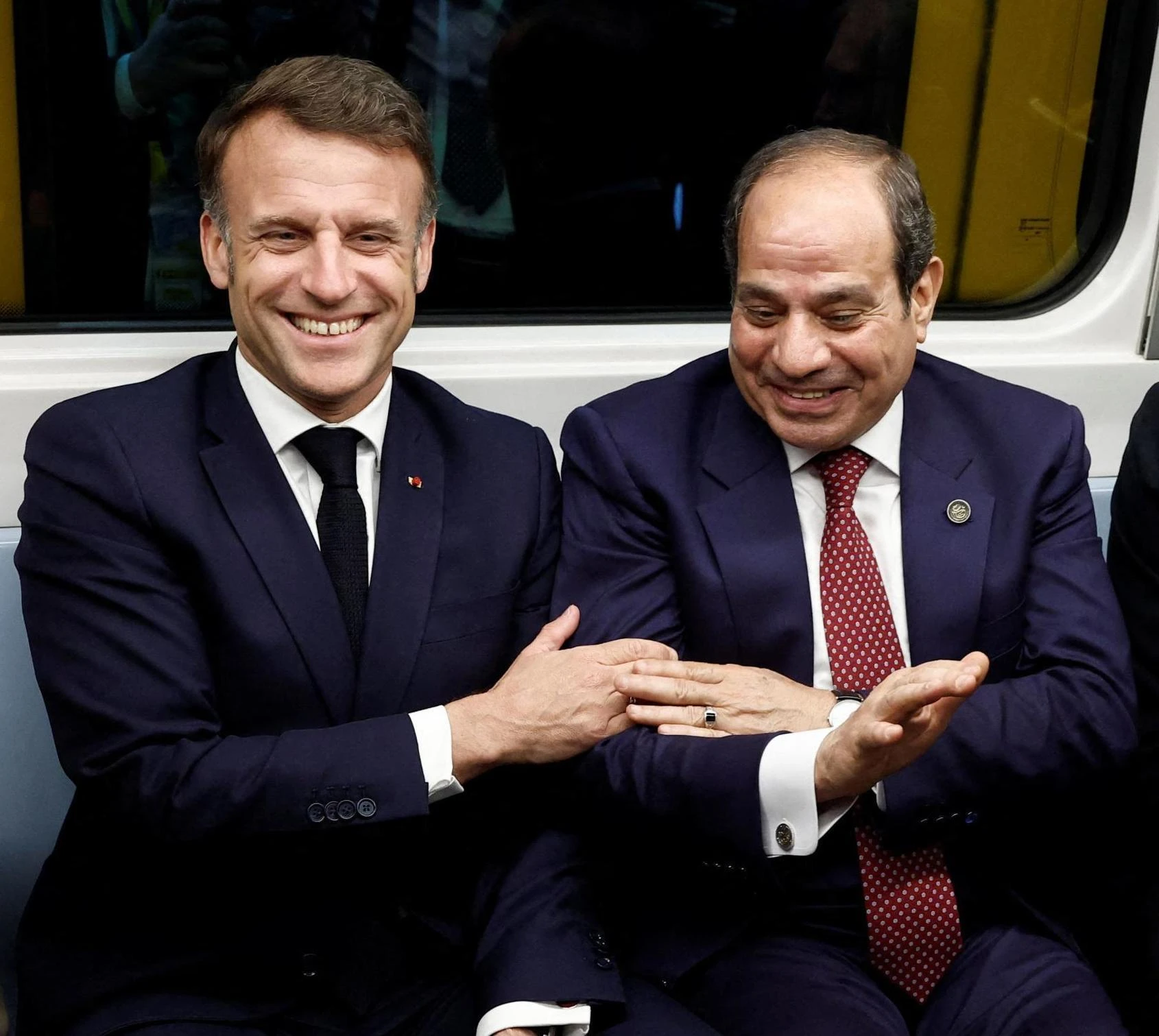Macron con al Sisi e il re di Giordania:: 