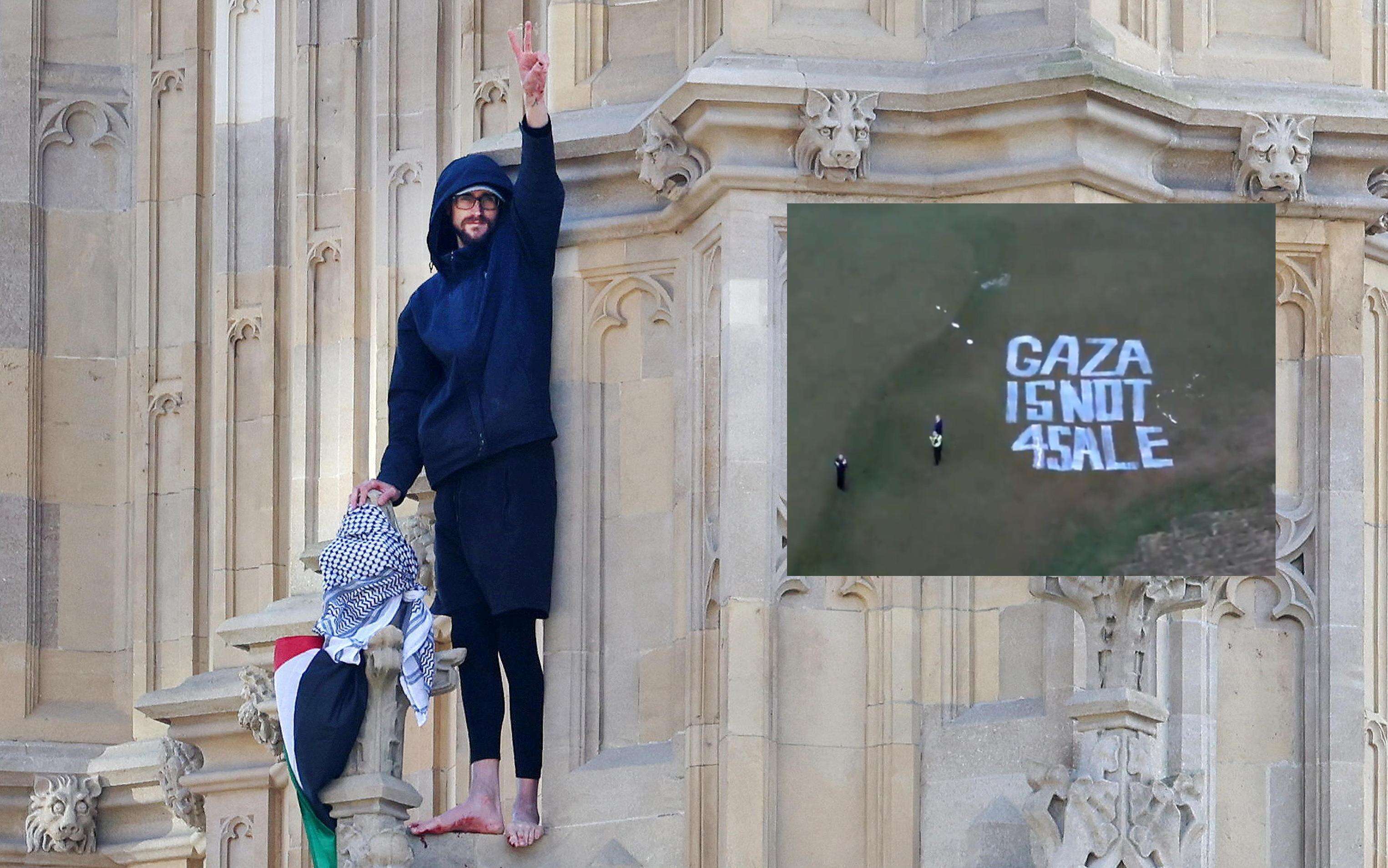 Scala il Big Ben con la bandiera della Palestina e posta i video. Il suo gruppo intanto scrive: 