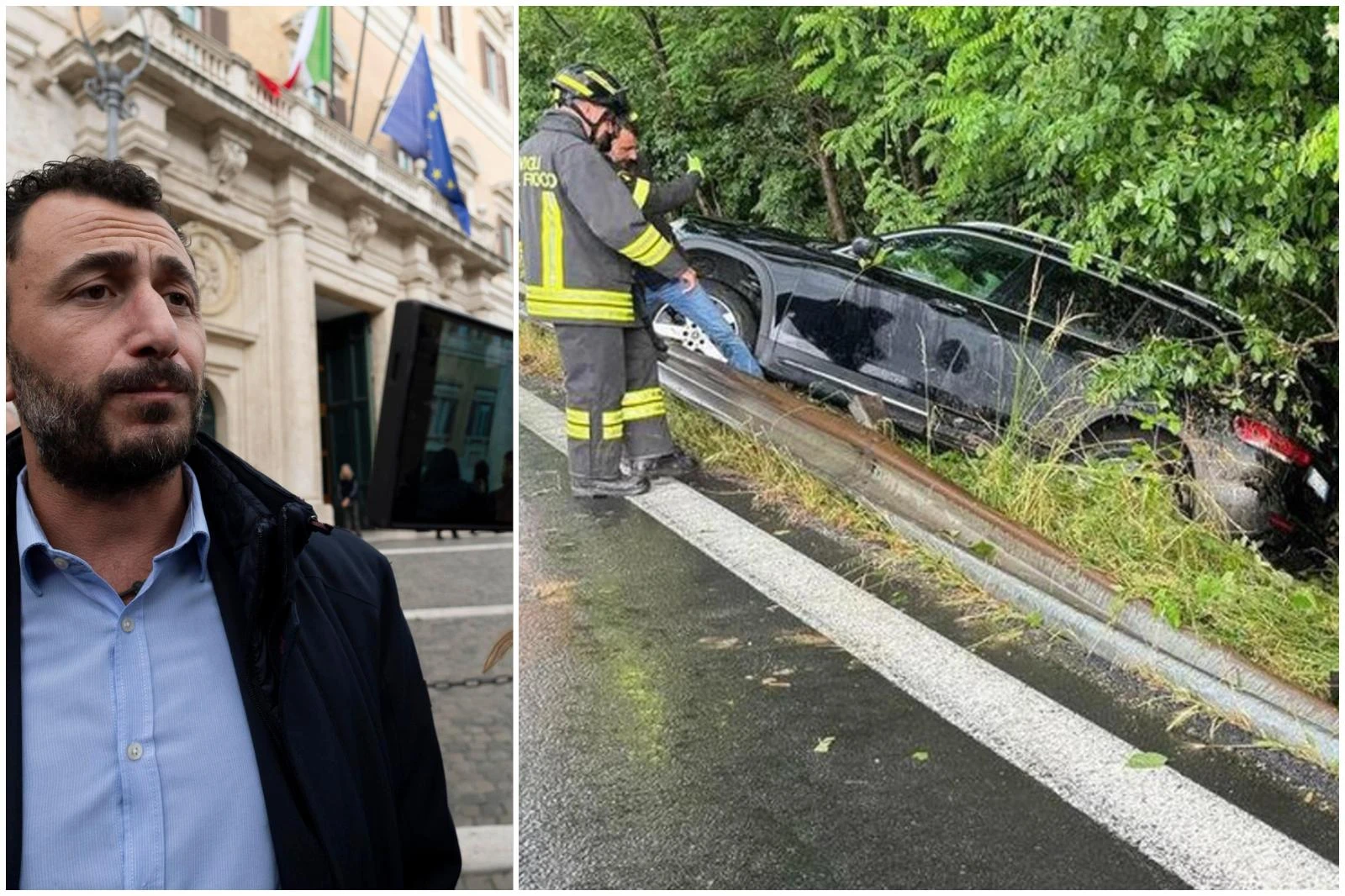 Emanuele Pozzolo di Futuro Nazionale fuori strada con il suo Suv dopo aver bevuto. “Tasso alcolemico doppio rispetto al limite”. Lui: “Ho fatto aquaplaning”