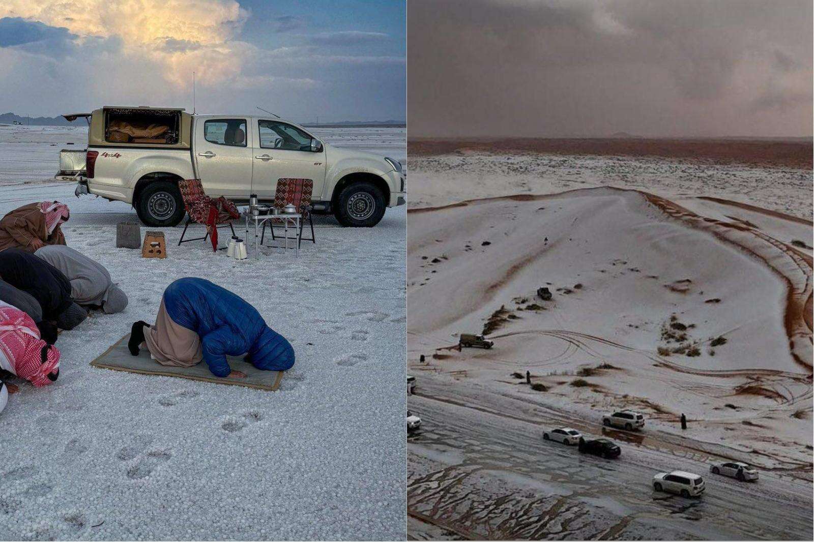 Arabia Saudita: nevica nel deserto, l’eccezionale fenomeno ad Al-Jawf