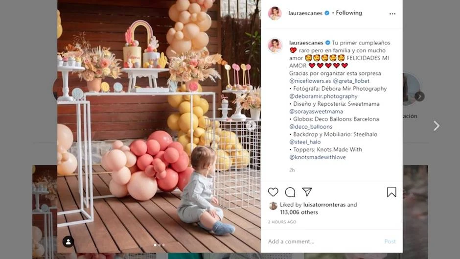Así han celebrado Laura Escanes y Risto el cumpleaños de su hija Roma