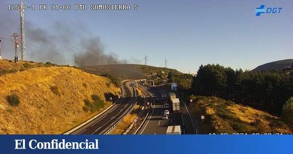 Muere el conductor de una furgoneta tras chocar contra un lateral e incendiarse en el túnel de Somosierra (Madrid)