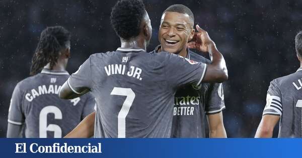 El Madrid vuelve a jugar con fuego, pero Mbappé y Vinícius logran incendiar Balaídos en pleno diluvio