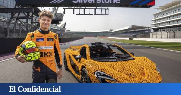 Lando Norris prueba un increíble McLaren P1 hecho enteramente de Lego en Silverstone