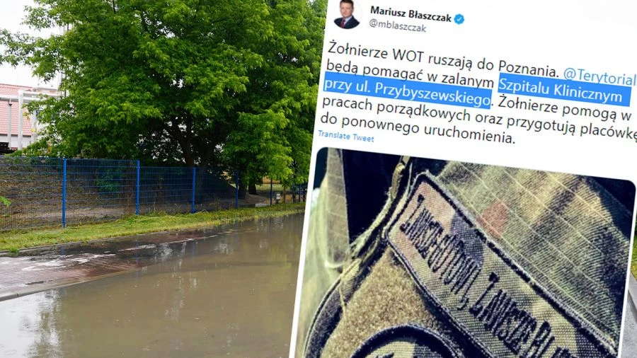 Szpital Kliniczny w Poznaniu zalany po nawałnicy. Pomogą żołnierze WOT