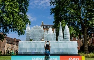 Massive ice sculpture bigger than a BUS unveiled in climate change action push