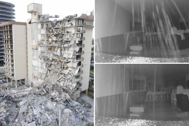 Cam shows moment of Miami apartment collapse as roof was under construction