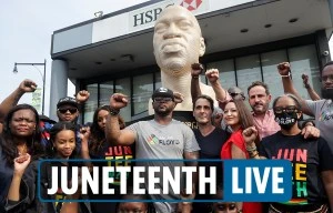 George Floyd memorial unveiled as Juneteenth celebrated as federal holiday