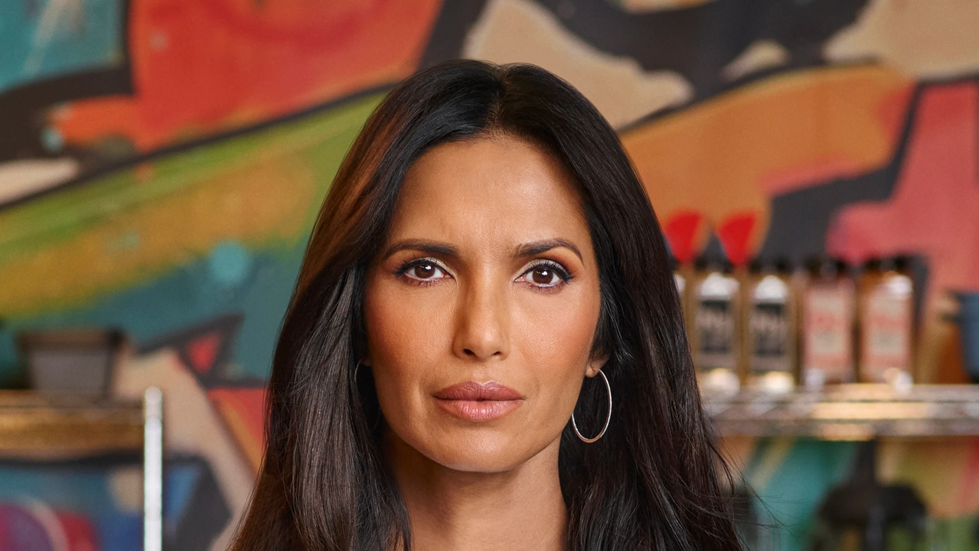 Top Chef alum Padma Lakshmi, 53, stands in front of window in bra and undies as she gushes over her lingerie collection