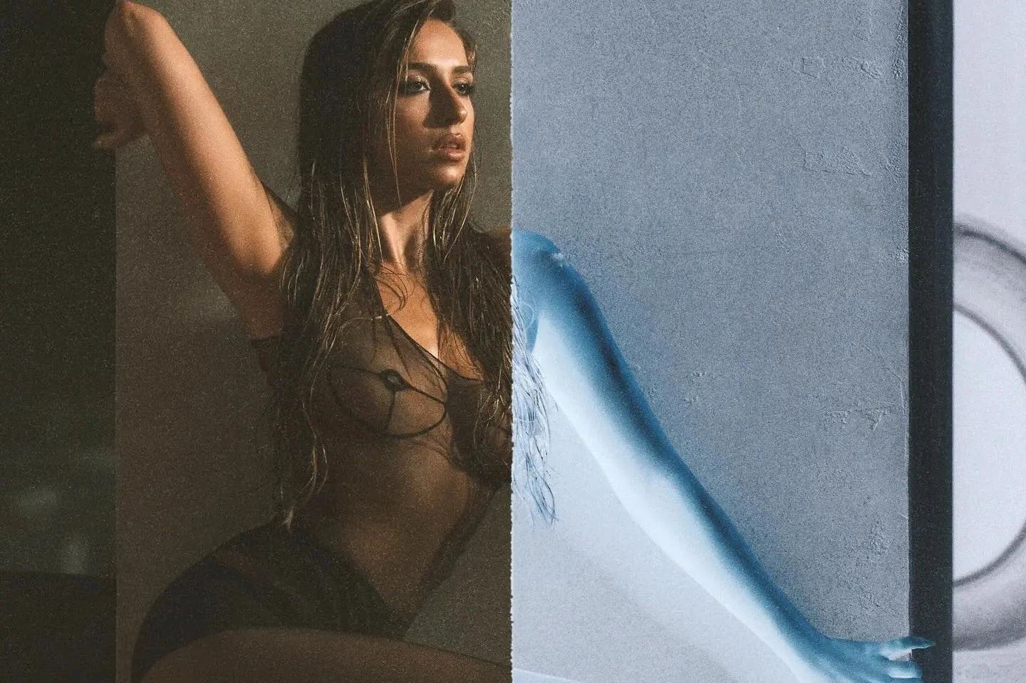 Tate McRae looks incredible in see-through net top and hot pants as she teases music video