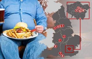 Map reveals England's fattest areas where 1 in 3 eat NO fruit & veg
