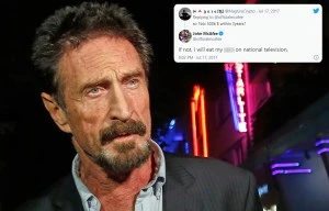 John McAfee pledged to 'eat own manhood' if Bitcoin didn't hit $500k by 2020
