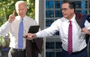 Biden mocked for 'grandpa energy' by Colbert after he snapped at reporter