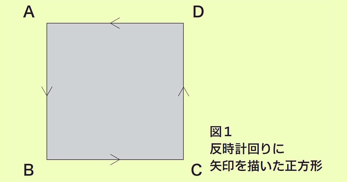 【図形問題】正方形の4辺に反時計回りに矢印を描きます。向かい合う辺を矢印の向きをそろえて貼り合わせるとできる図形は？