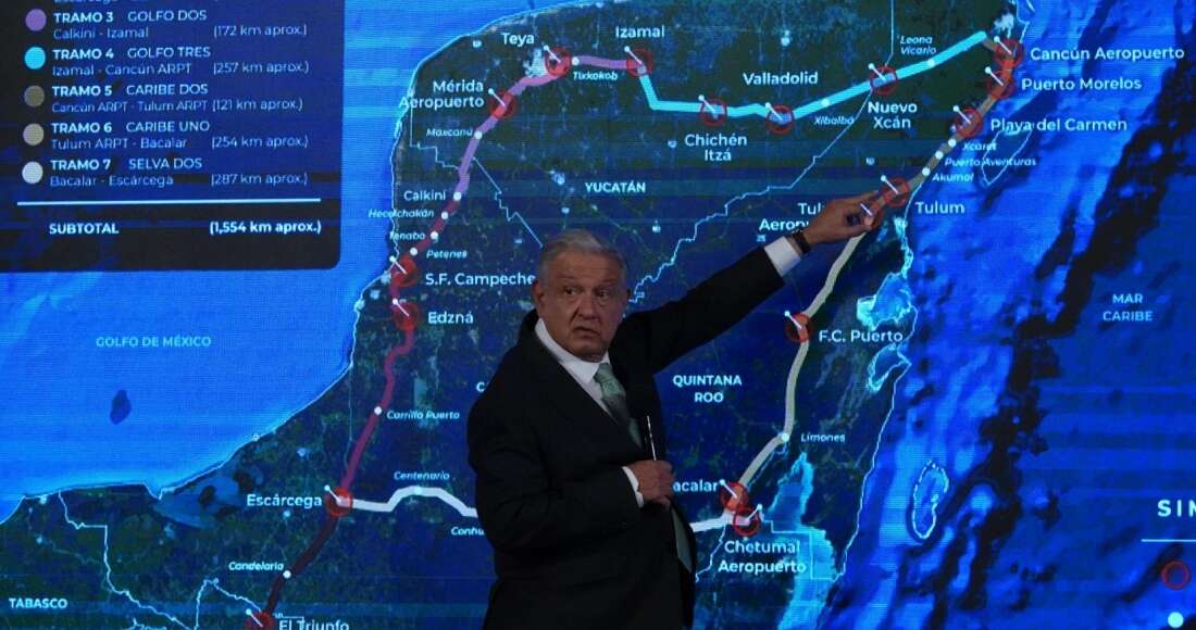 AMLO estima que en septiembre se inauguren los tramos restantes del Tren Maya