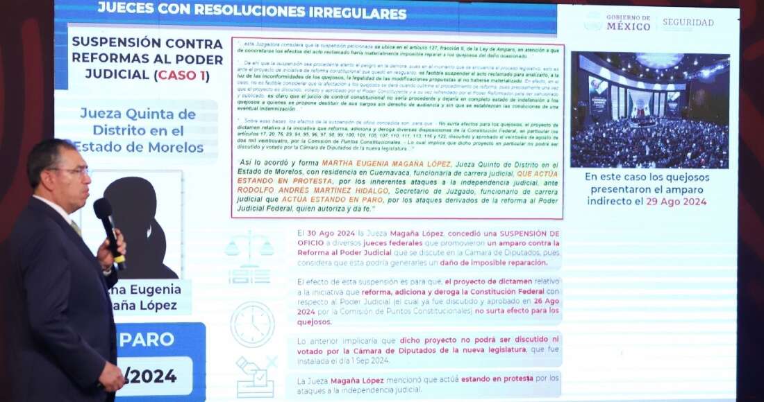 Rodríguez Bucio exhibe a jueces que dieron suspensiones para frenar la reforma al PJ