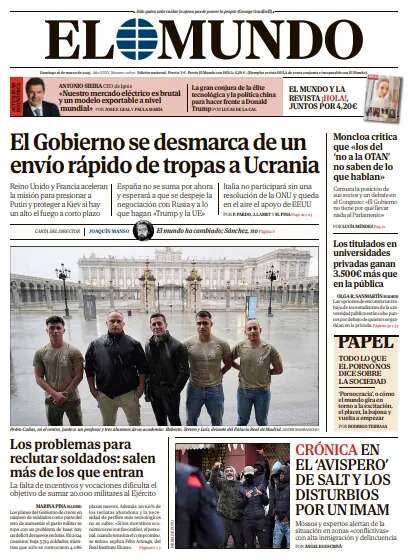 Portada de EL MUNDO del domingo 16 de marzo de 2025