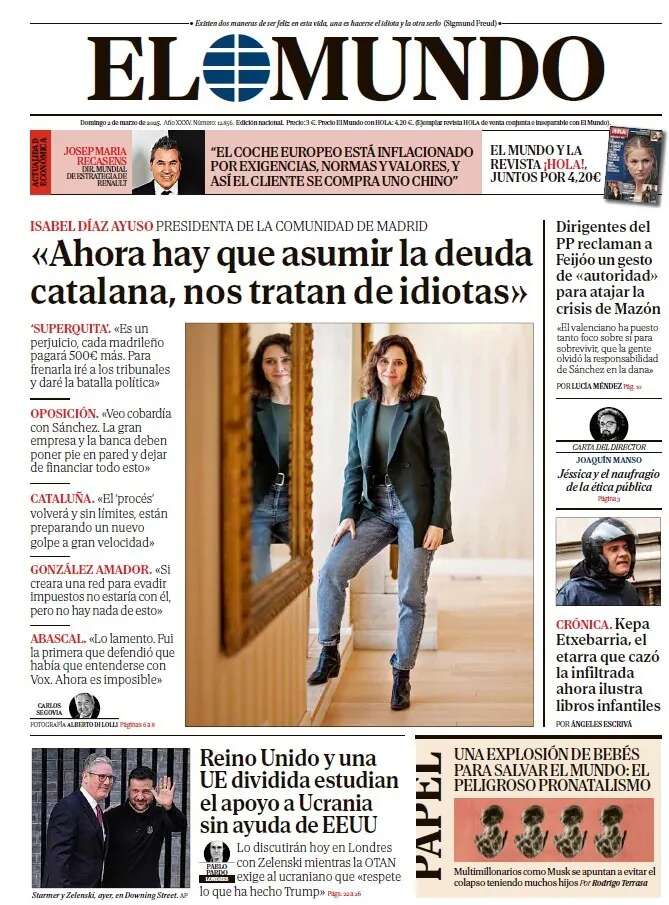 Portada de EL MUNDO del domingo 2 de marzo de 2025