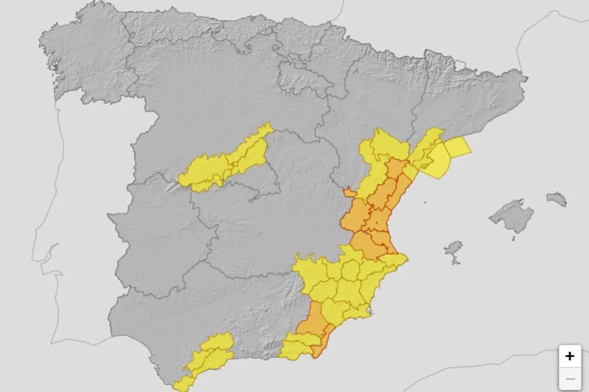 La Aemet mantiene la alerta naranja en Valencia, Castellón y Almería