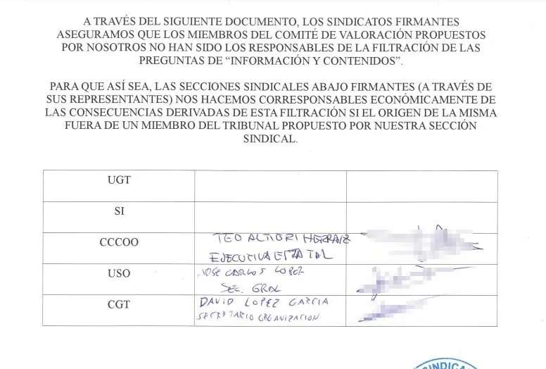 Todos los sindicatos de RTVE menos UGT y SI certifican por escrito que ninguno de sus miembros del tribunal filtraron las preguntas de las oposiciones