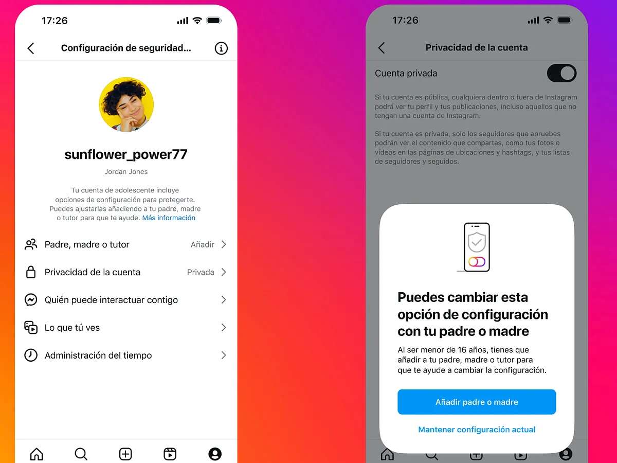 Instagram lanza sus nuevas cuentas para adolescentes: máxima privacidad por defecto y control de los padres de los contactos y las horas de uso