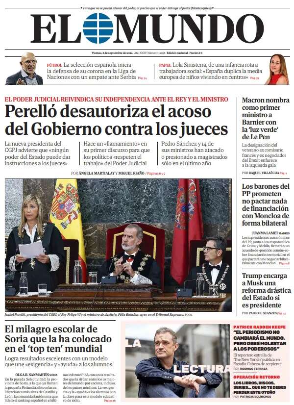 Portada de EL MUNDO del viernes 6 de septiembre de 2024