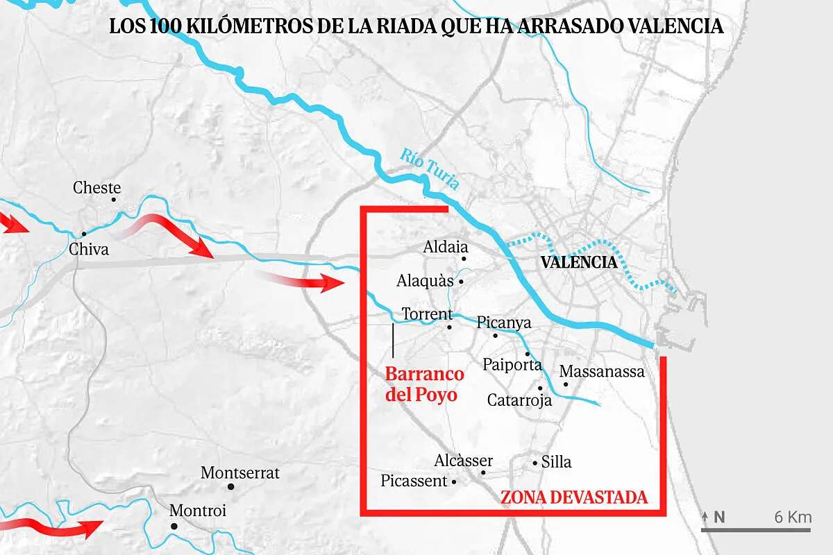 Así ha sido la DANA histórica que arrasó la Comunidad Valenciana: fuertes descargas en Utiel y Chiva, el Barranco del Poyo desbordado y el 'Plan Sur' como defensa