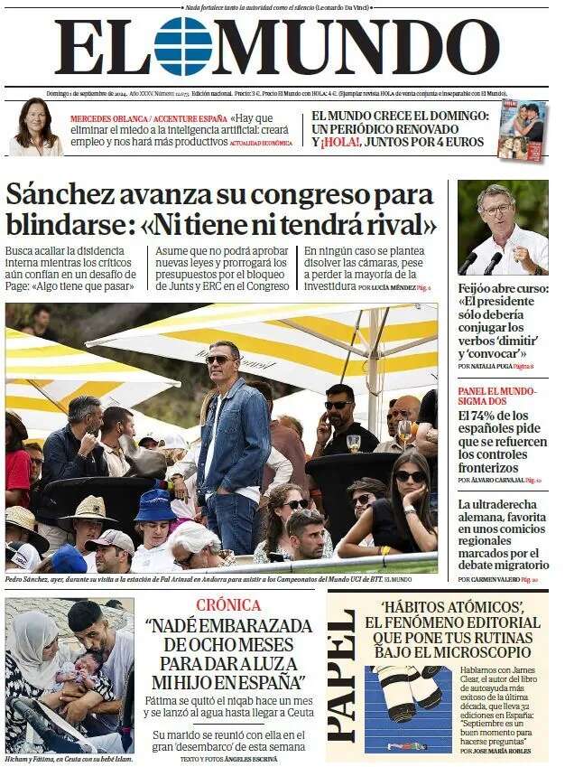 Portada de EL MUNDO del domingo 1 de septiembre de 2024