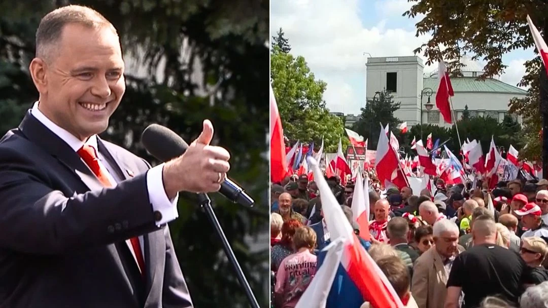 Nawrocki wyszedł do tłumu pod Sejmem. 