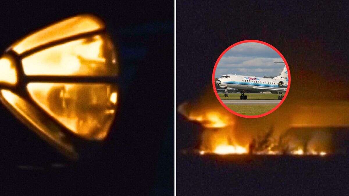 Rosyjski Tu-134 trafiony. Moment po ataku na lotnisko Kremla