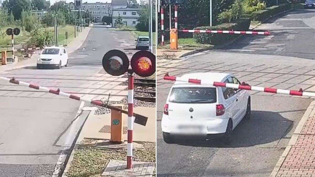 Utknęła między rogatkami. Nie wiedziała, co robić. Groźny moment na przejeździe