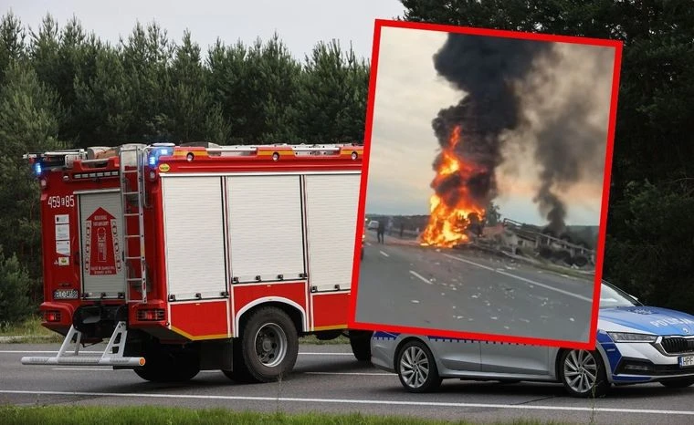 Ciężarówka w ogniu. Gigantyczny pożar na drodze S5