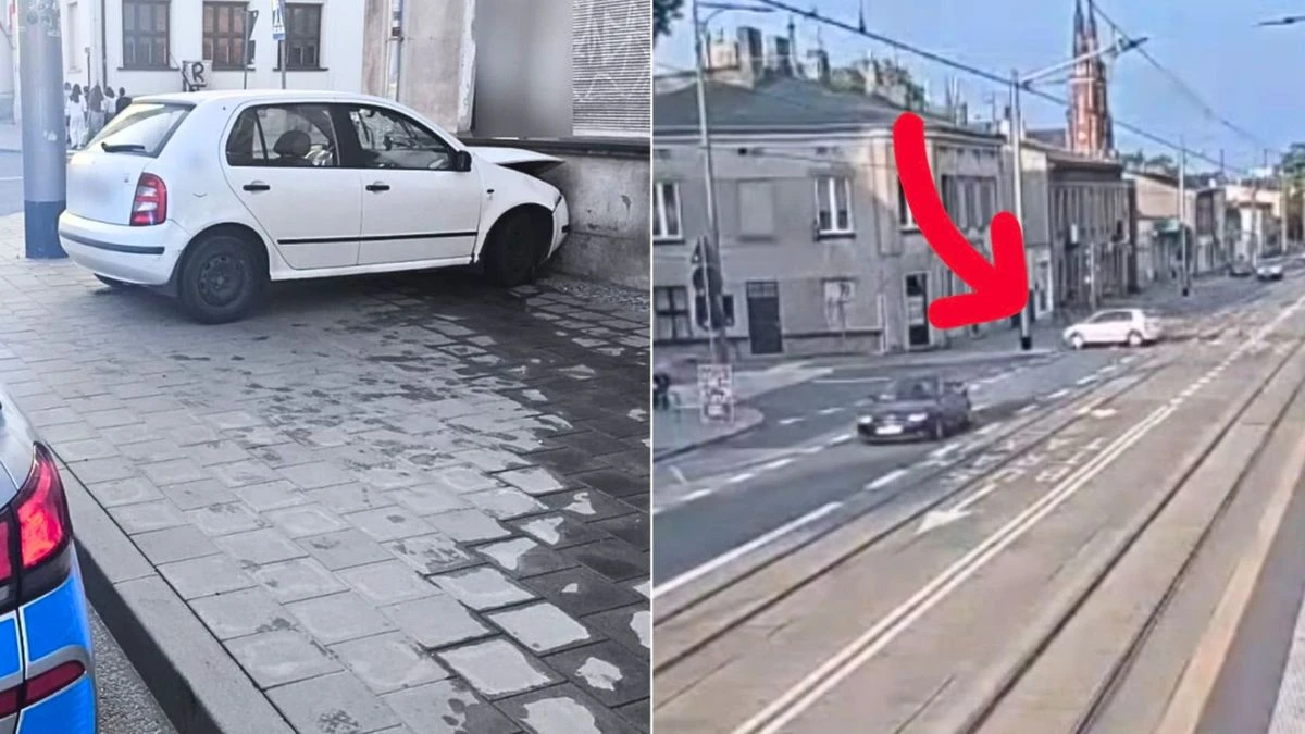 Wyleciał z zakrętu. Moment uderzenia w budynek nagrała kamera