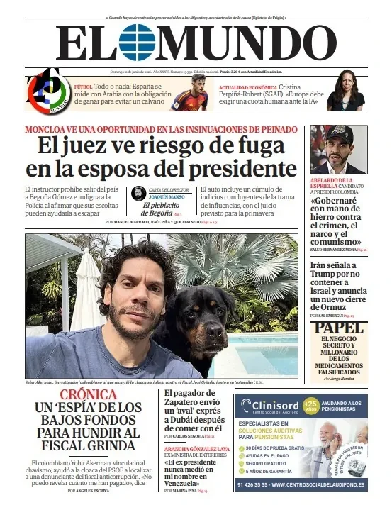 Portada de EL MUNDO del domingo 21 de junio de 2026