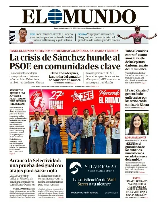 Portada de EL MUNDO del lunes 1 de junio de 2026