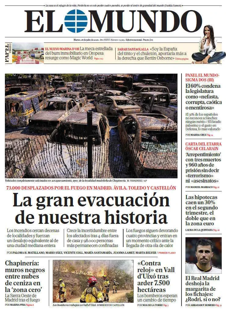 Portada de EL MUNDO del martes 28 de julio de 2026