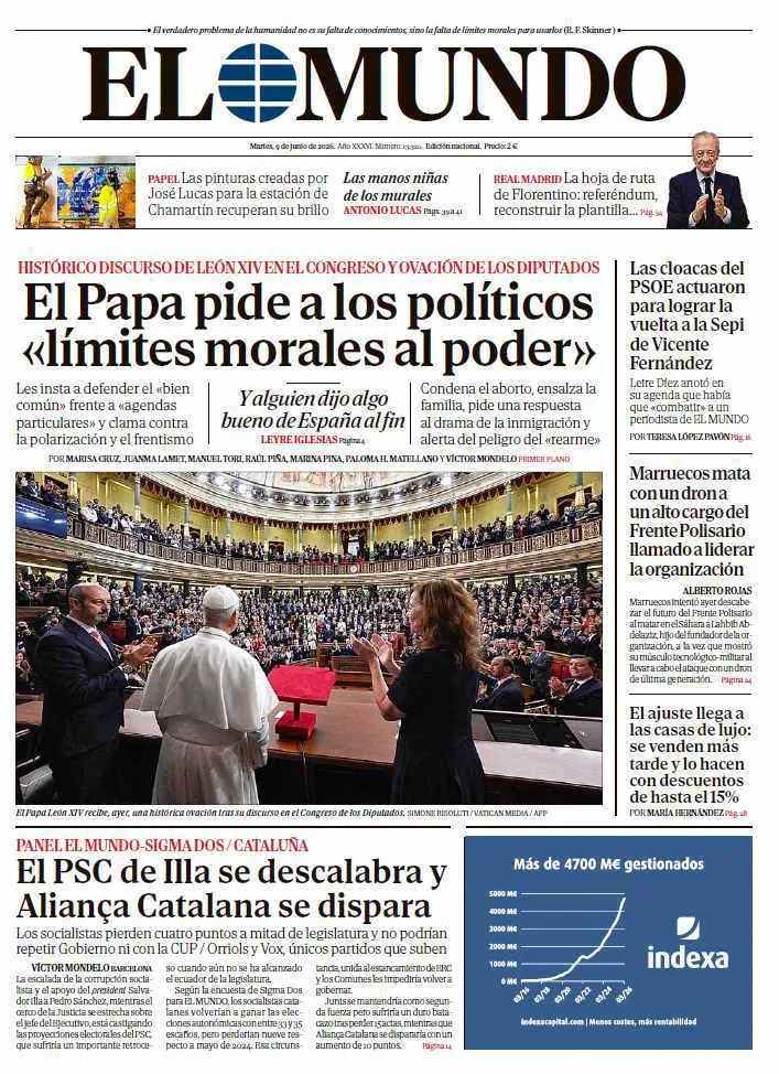Portada de EL MUNDO del martes 9 de junio de 2026