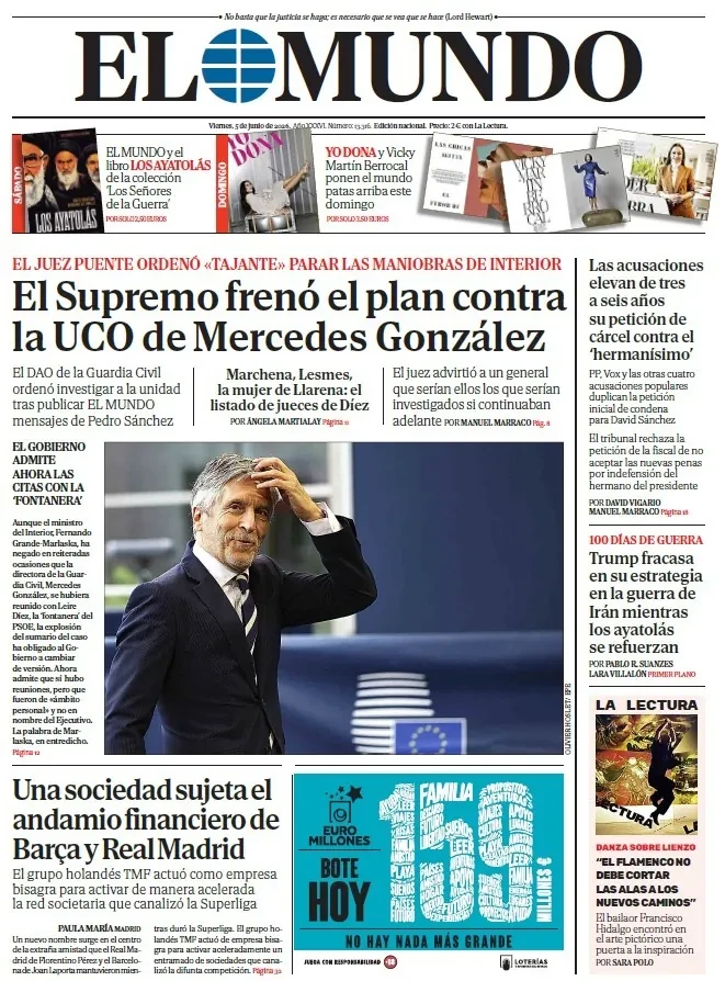 Portada de EL MUNDO del viernes 5 de junio de 2026